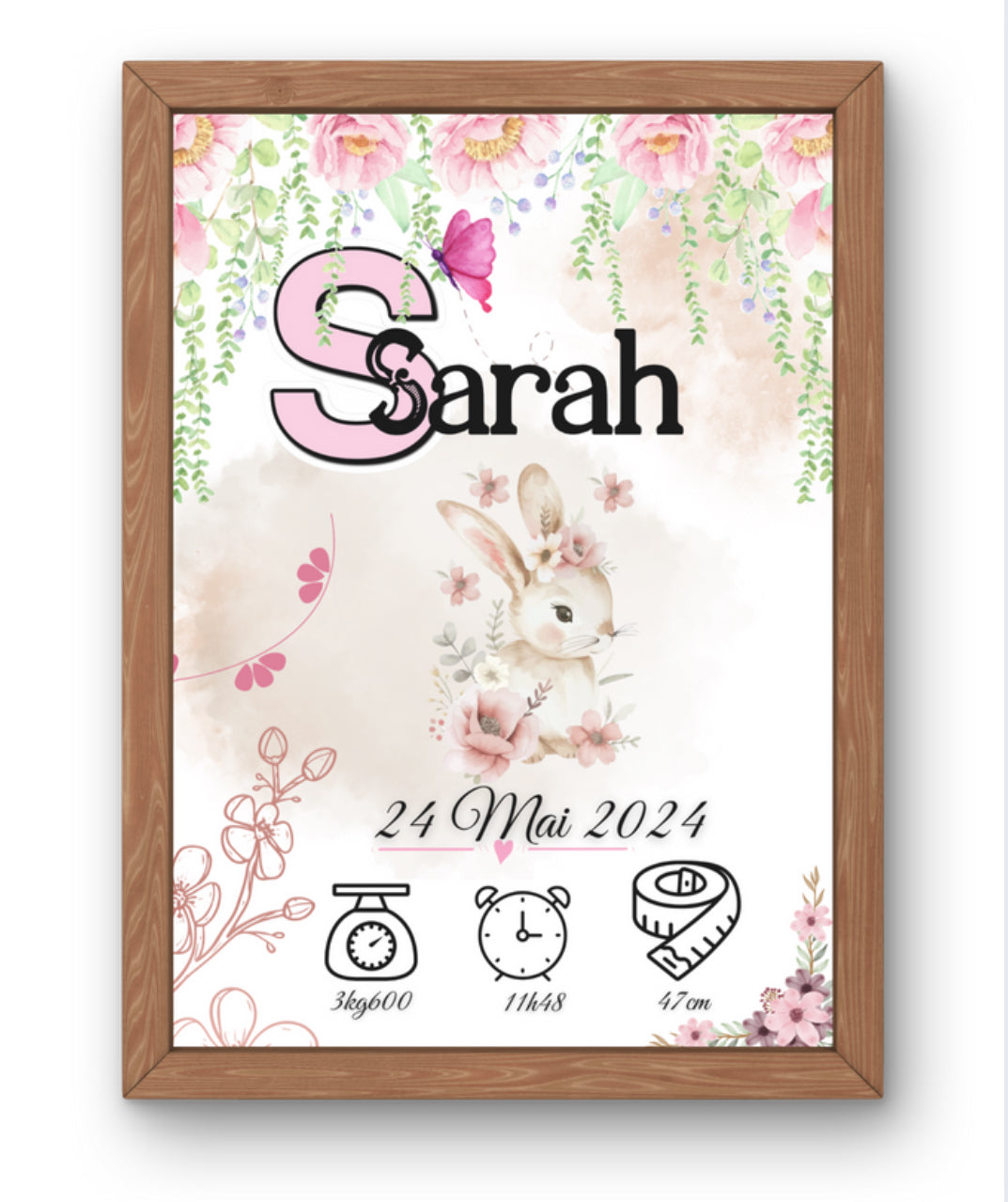 Cadre/ Affiche Naissance personnalisée