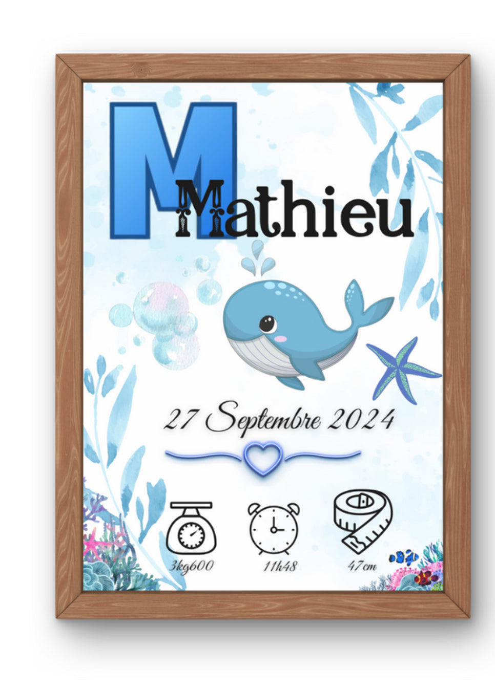 Cadre/ Affiche Naissance personnalisée