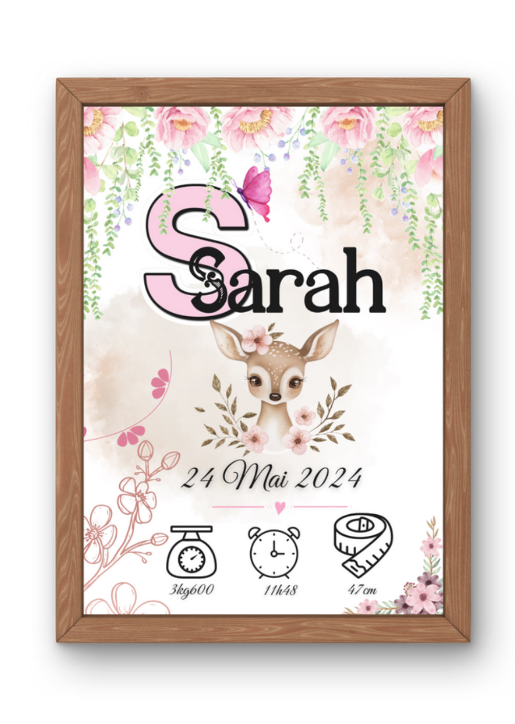 Cadre/ Affiche Naissance personnalisée