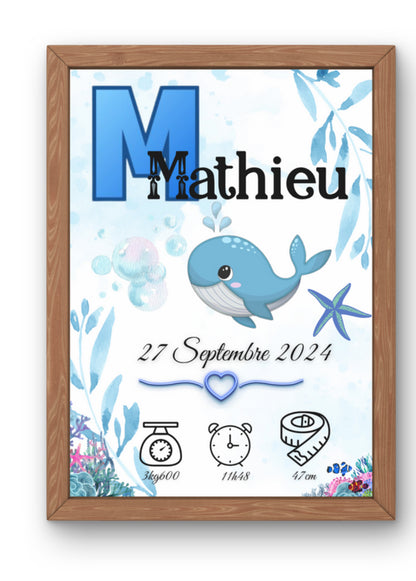 Cadre/ Affiche Naissance personnalisée