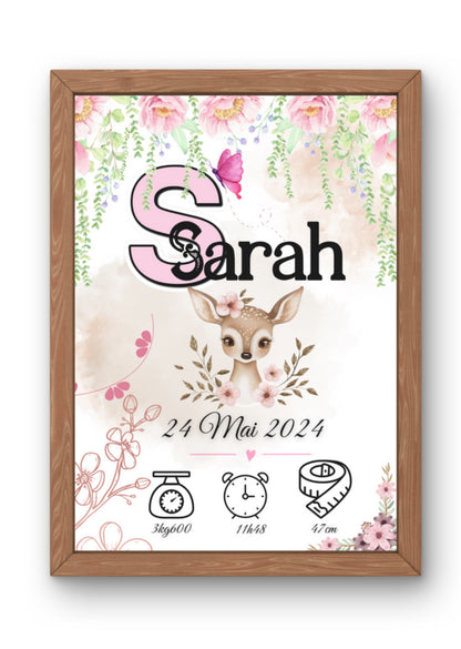 Cadre/ Affiche Naissance personnalisée